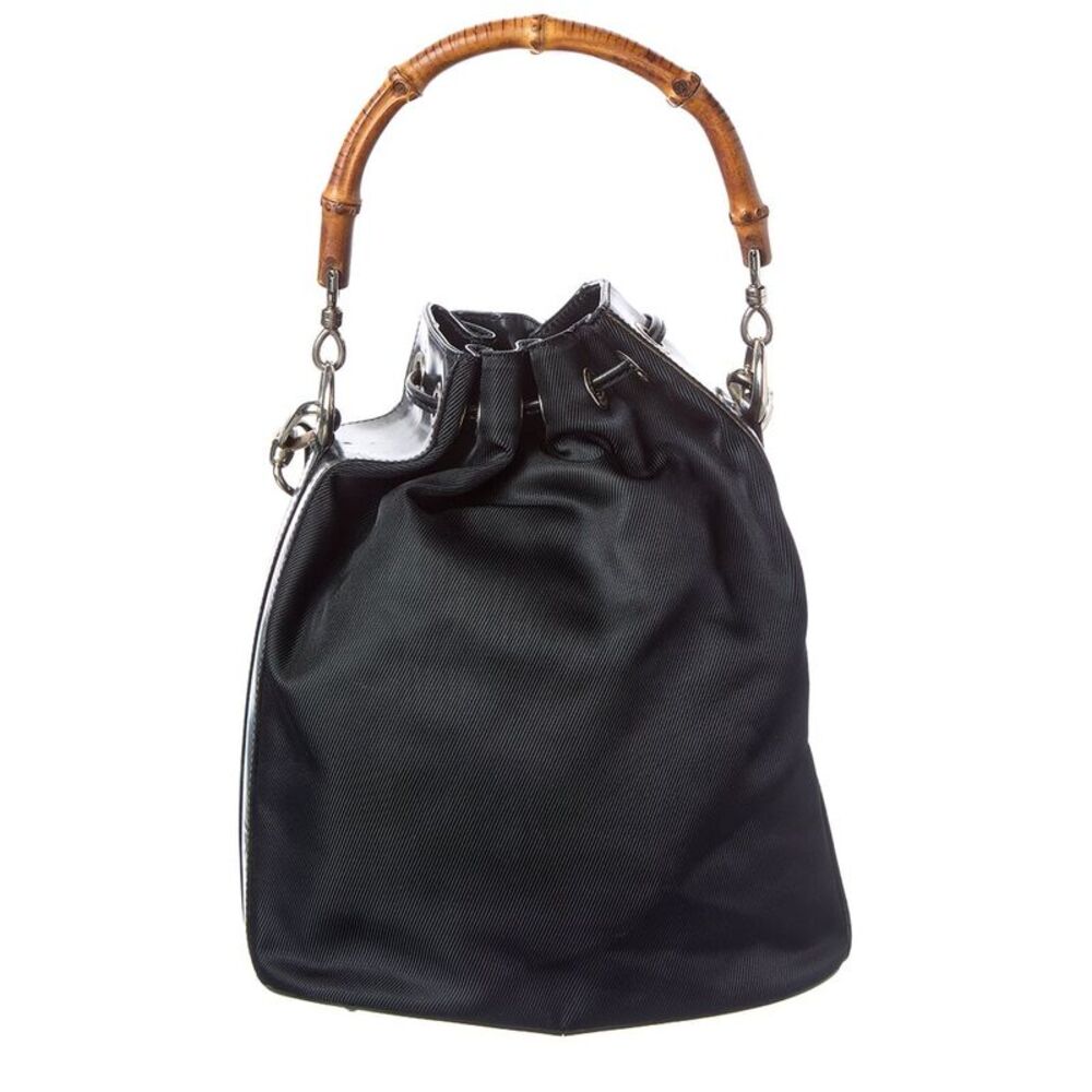 Gucci Black Not Selected Nylon Bamboo Two-Way Bucket Bag (Authentic Pre-Loved) - Picture 2 of 5